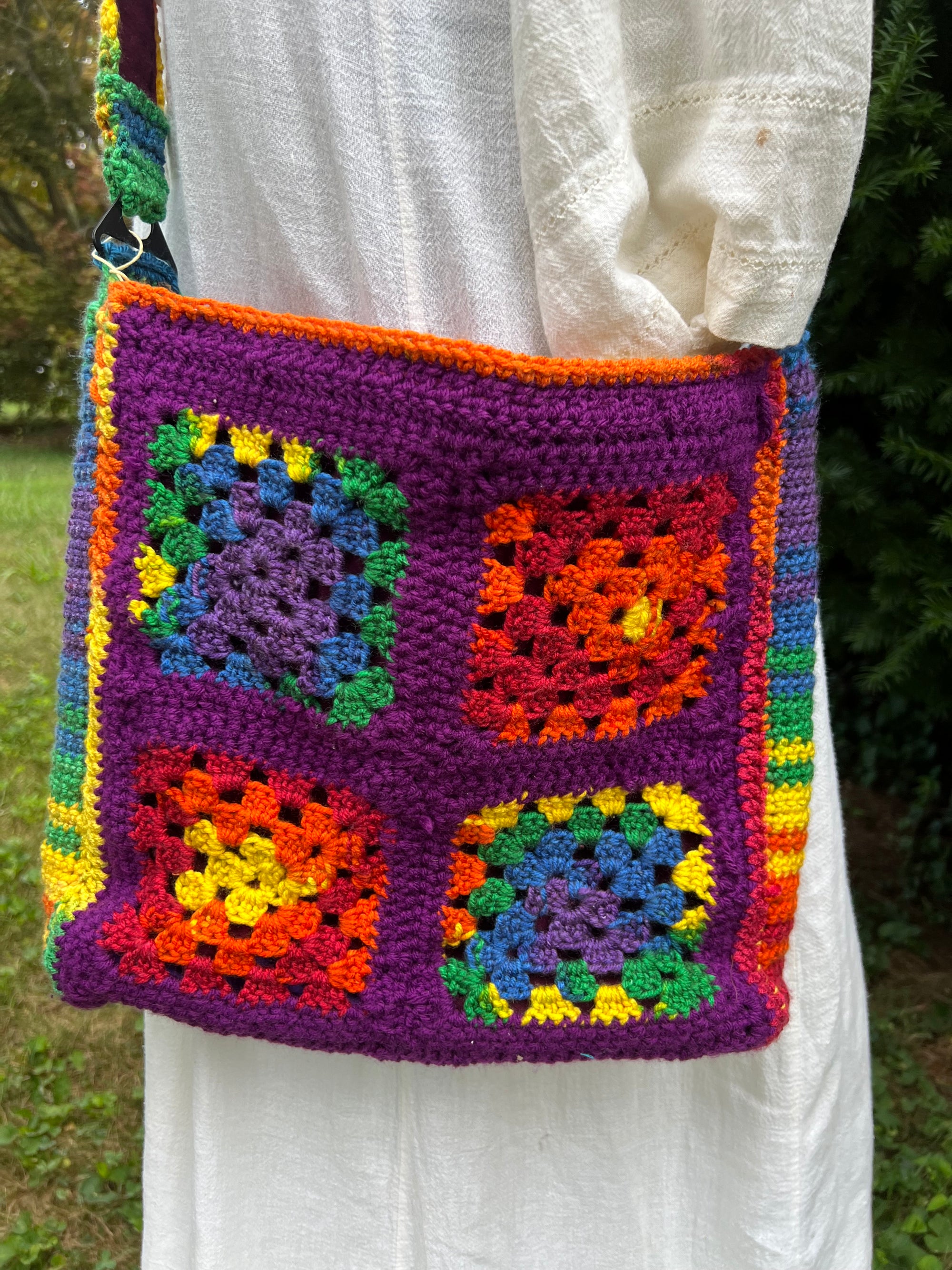 Granny Square Crossbody Bag Modern Rainbow - 12 x 12