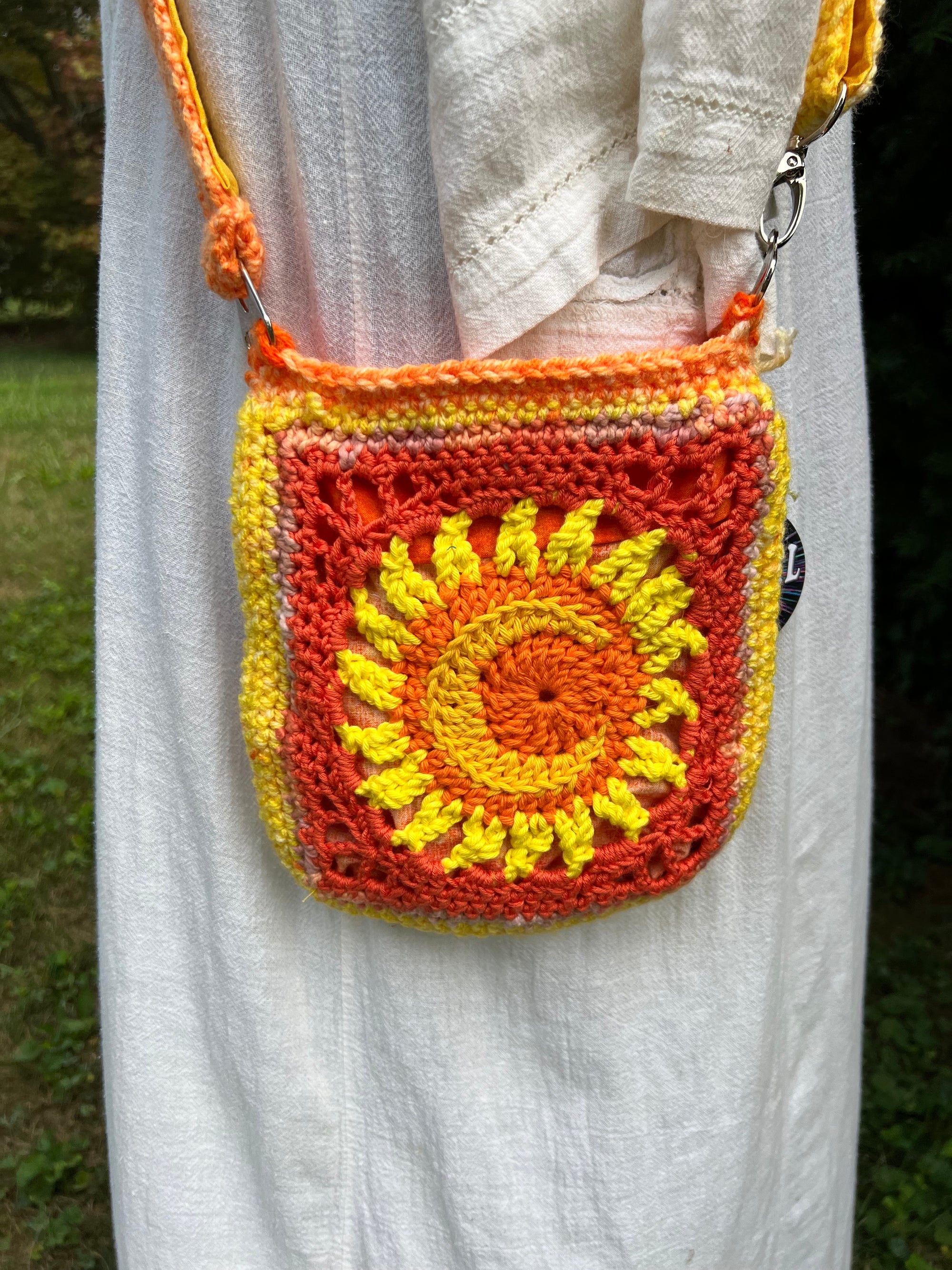 Messenger Bag Sun and Moon Cross Body Bag Orange and Yellow