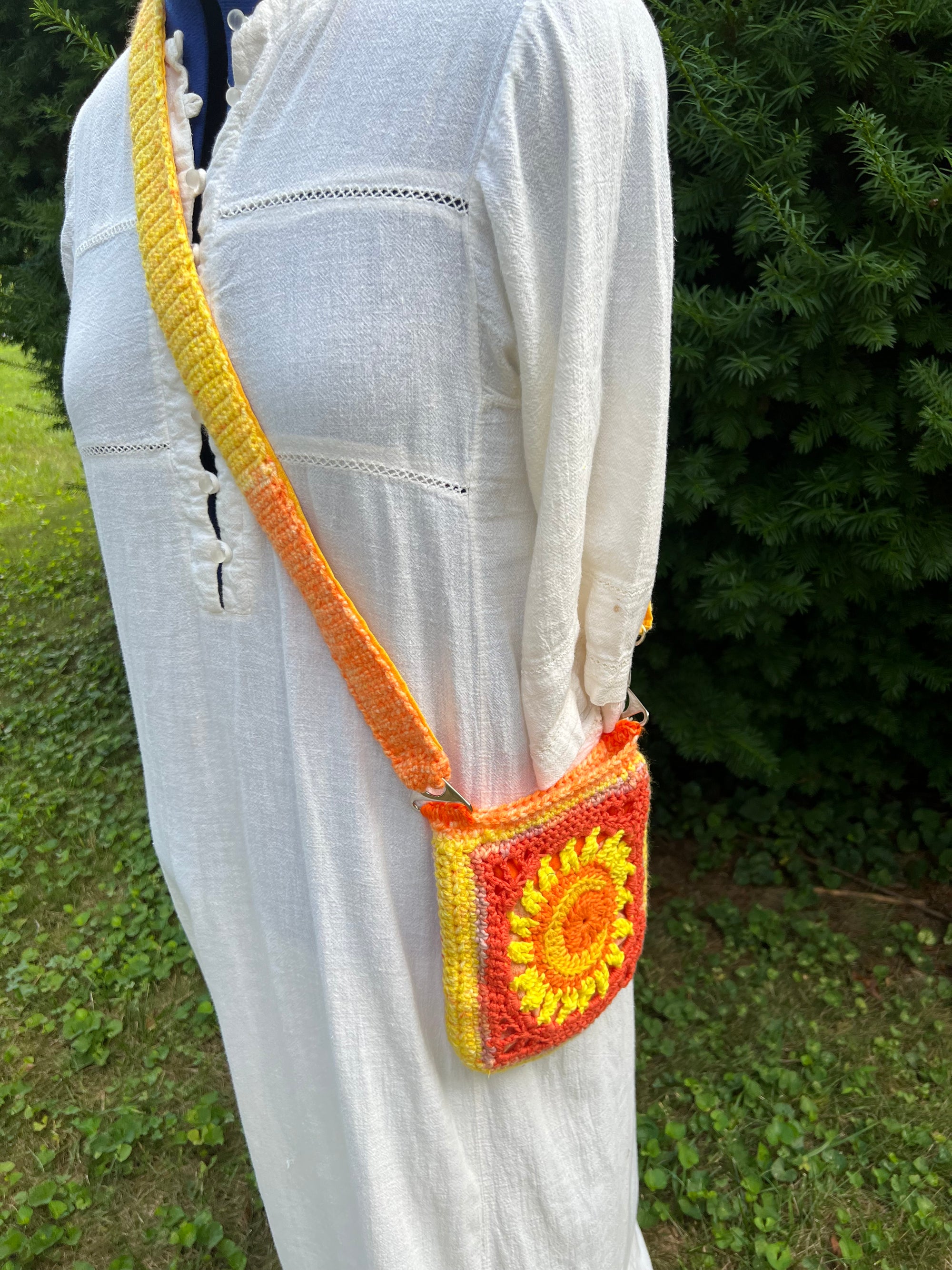 Messenger Bag Sun and Moon Cross Body Bag Orange and Yellow