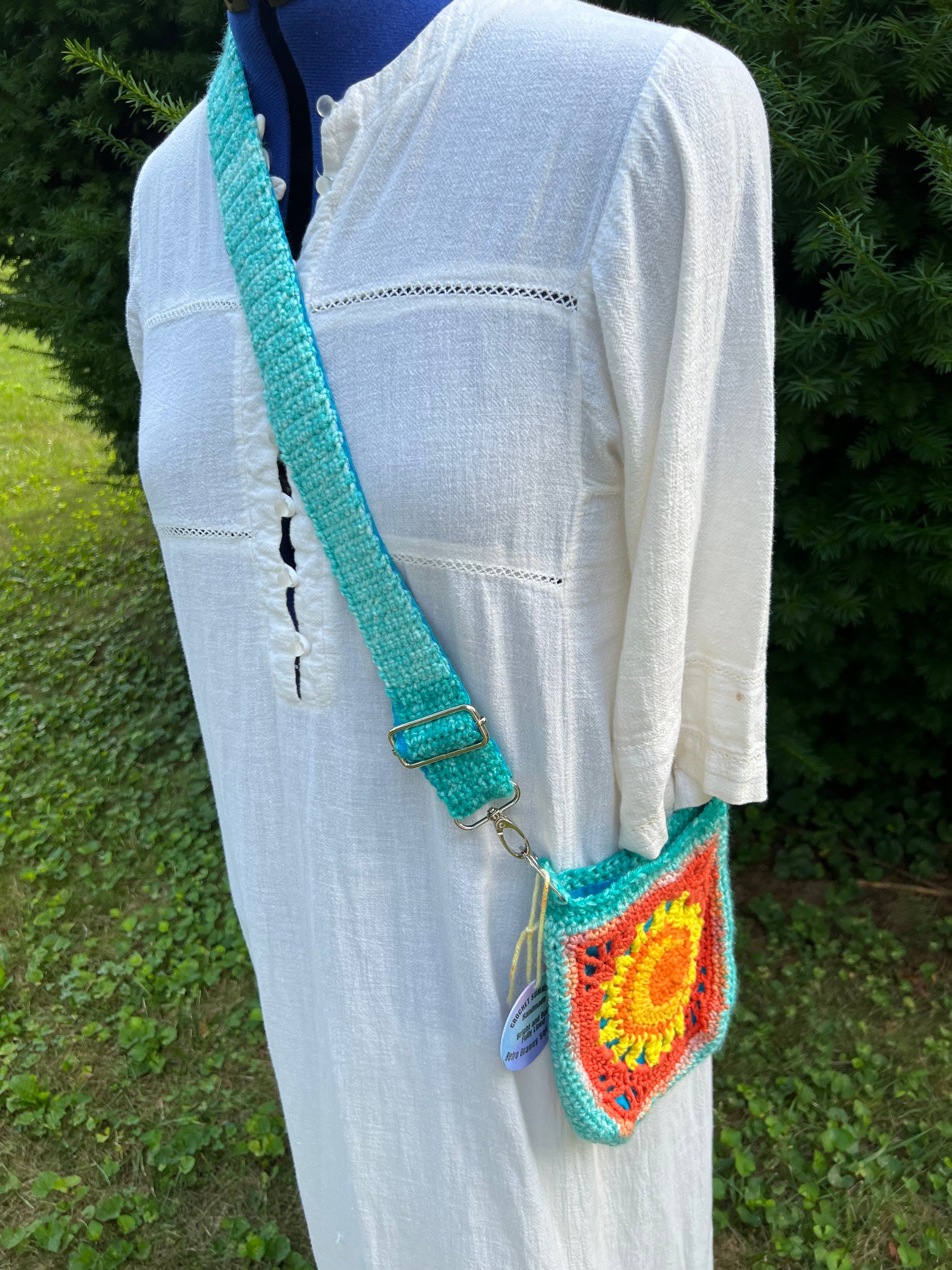 Messenger Bag Sun and Moon Cross Body Bag Orange, Yellow and Turquoise