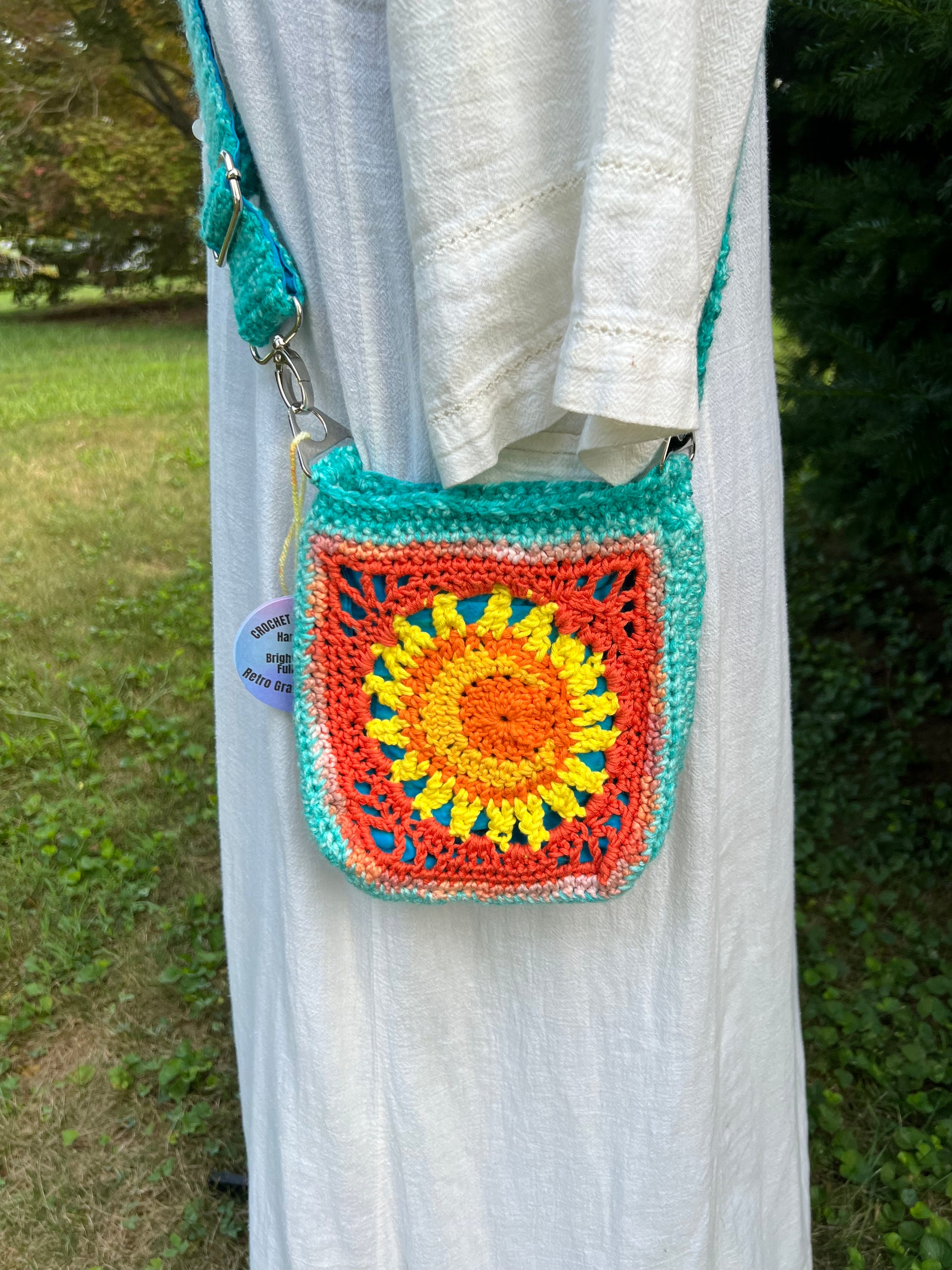 Messenger Bag Sun and Moon Cross Body Bag Orange, Yellow and Turquoise