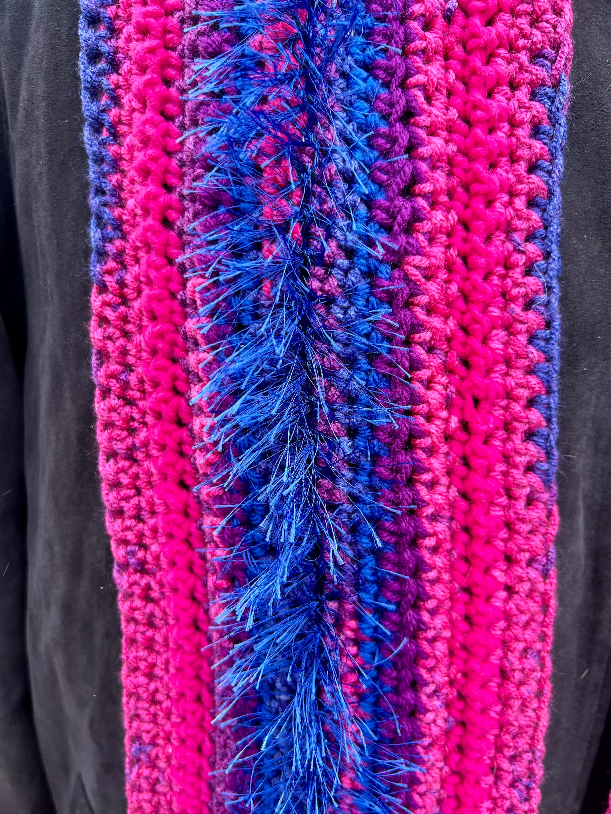 Scarf and Hat Set Pinks, Blues and Purple