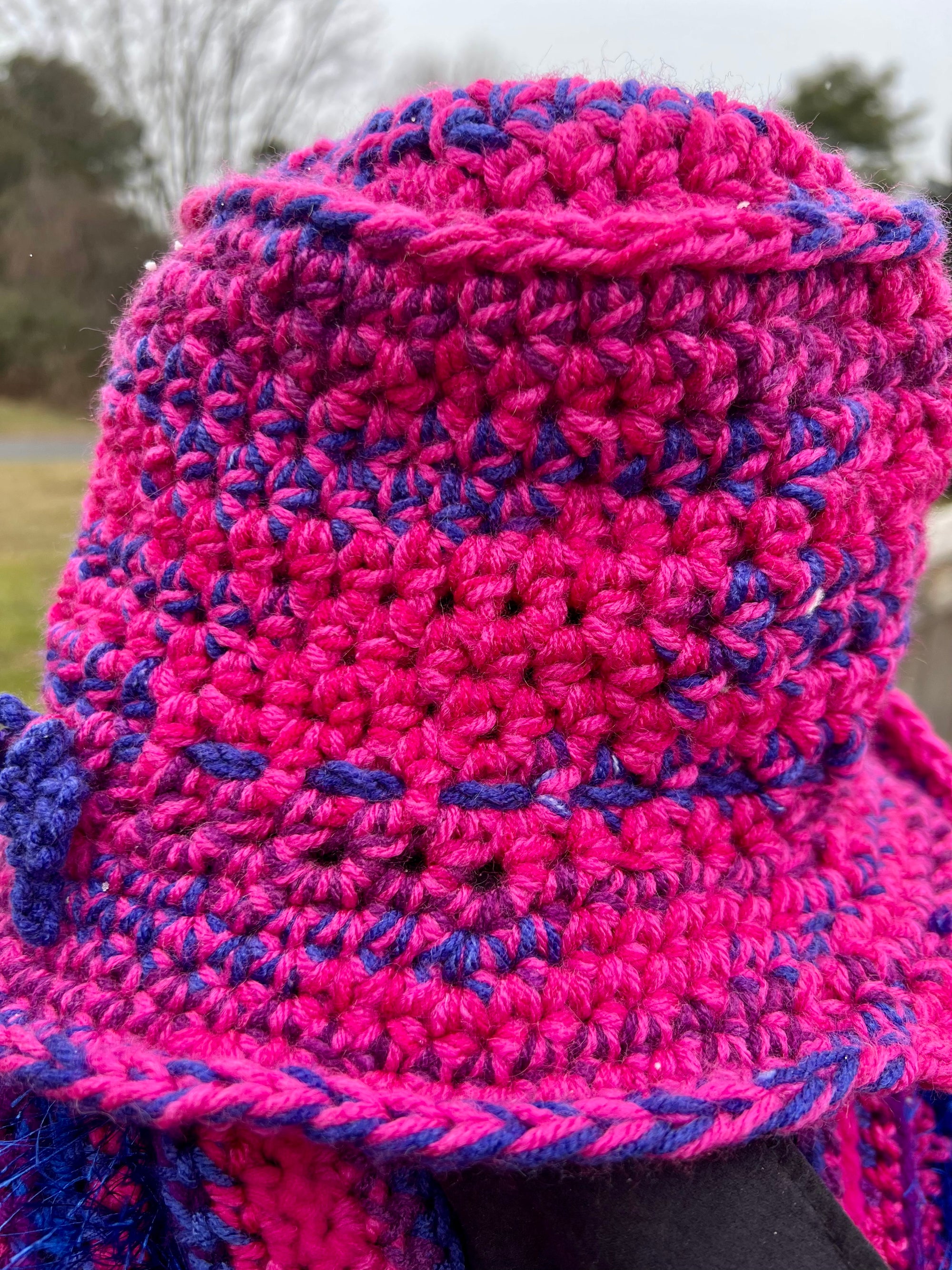 Scarf and Hat Set Pinks, Blues and Purple