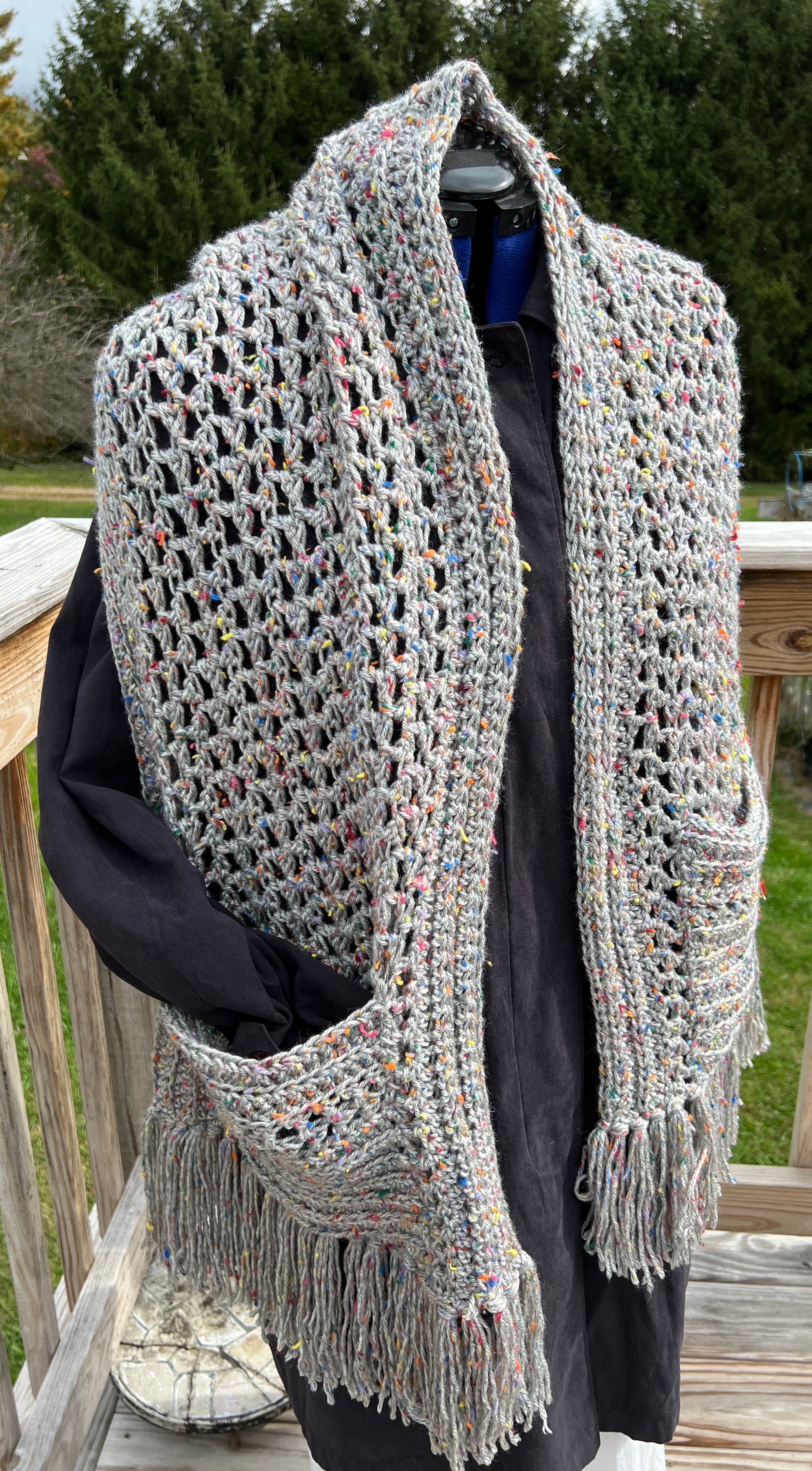 Pocket Shawl Gray Tweed