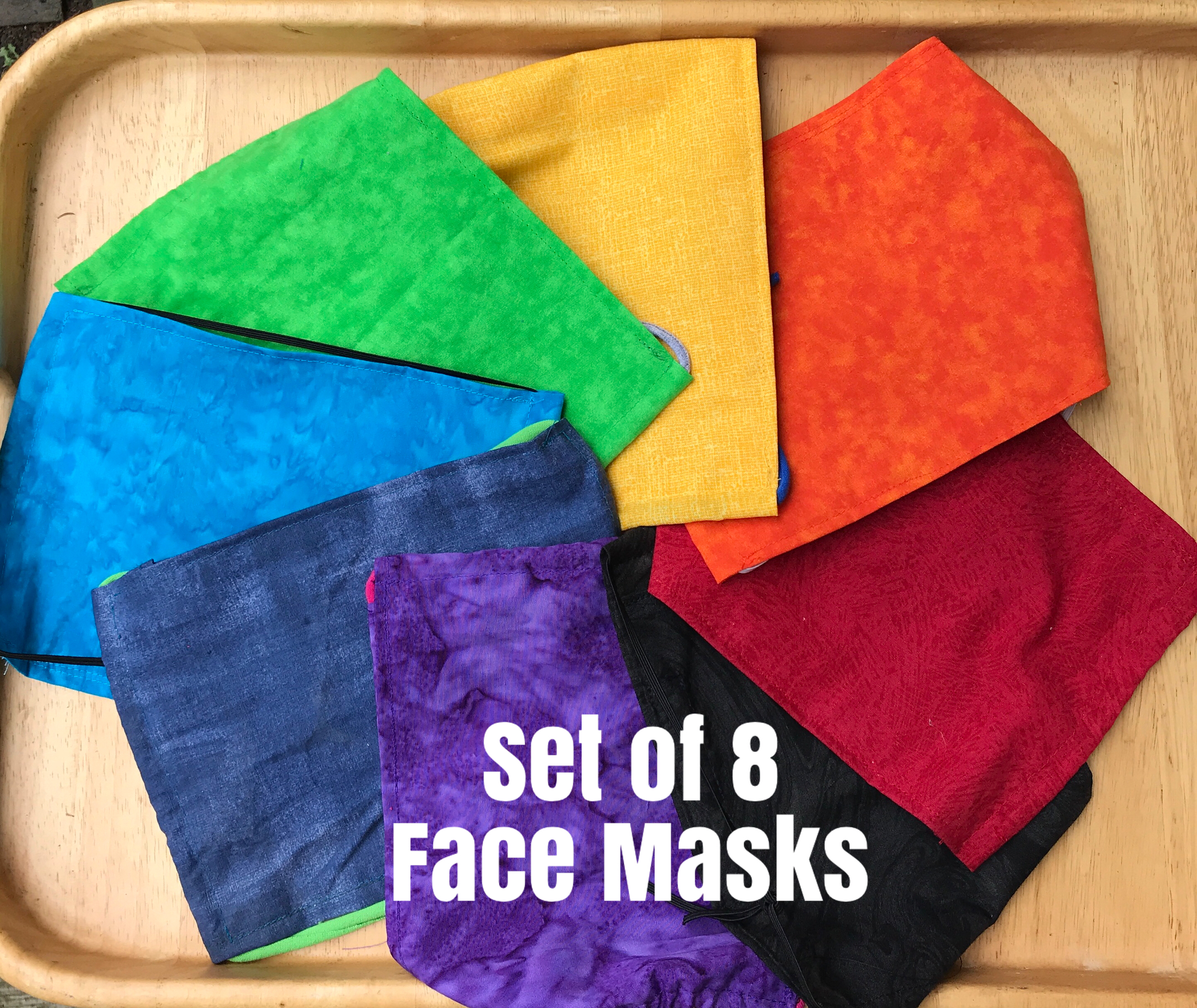 Face Masks Set of 8 in Rainbow of Colors